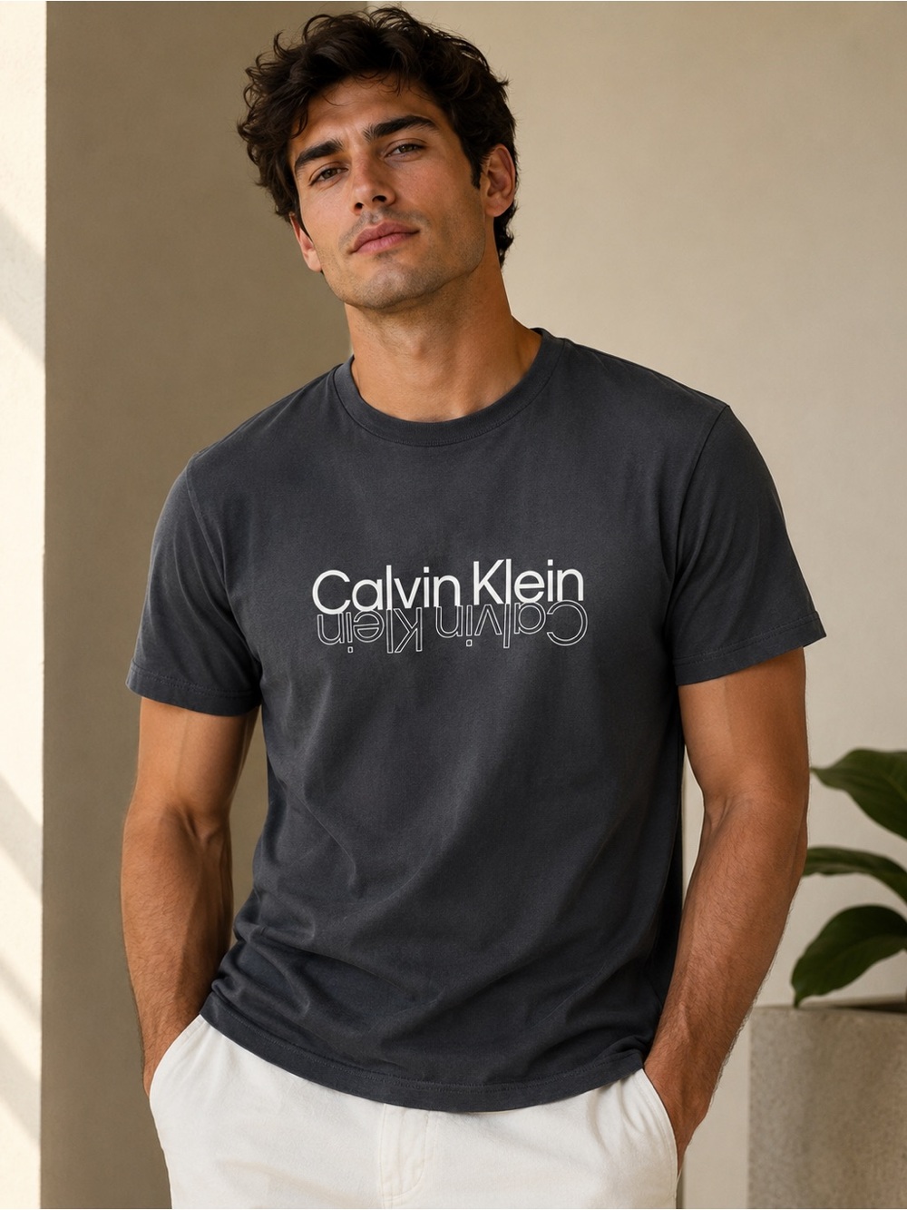 Calvin Klein Navy Short Sleeve Logo Tee